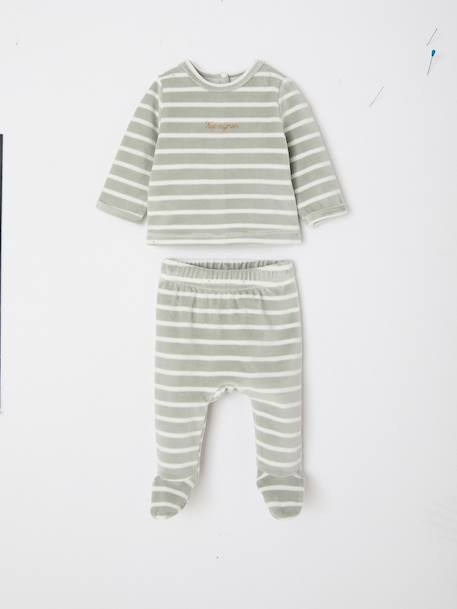 Lot de 2 pyjamas naissance manches longues vert sauge 1 - vertbaudet enfant 