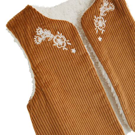 Veste sans manches fille réversible en sherpa cléo Camel 5 - vertbaudet enfant 