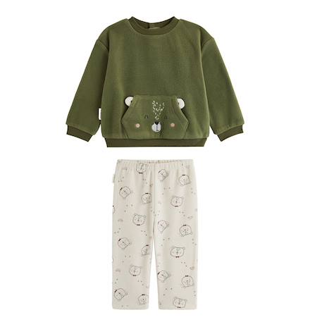 Pyjama garçon 2 pièces en polaire pistache Kaki 2 - vertbaudet enfant 