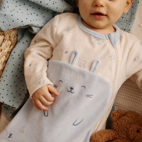 Pyjama bébé en velours ouverture zippée voix lactée Bleu 6 - vertbaudet enfant 