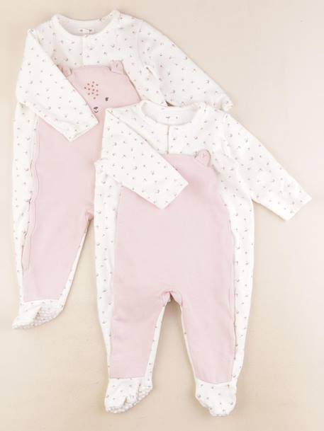 Lot de 2 pyjamas coton - 12 mois Beige, rose 1 - vertbaudet enfant 