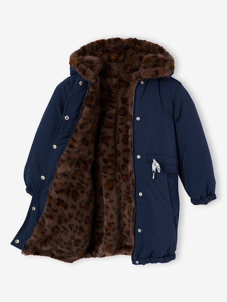 Parka réversible enfant fille kaki+marine 12 - vertbaudet enfant 