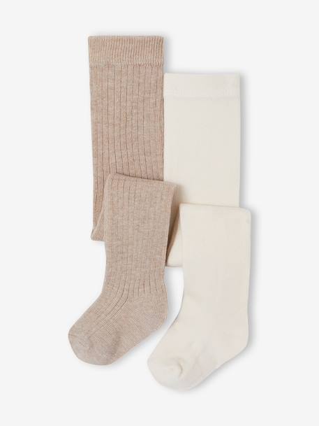 Lot de 2 collants bébé fille écru 1 - vertbaudet enfant 