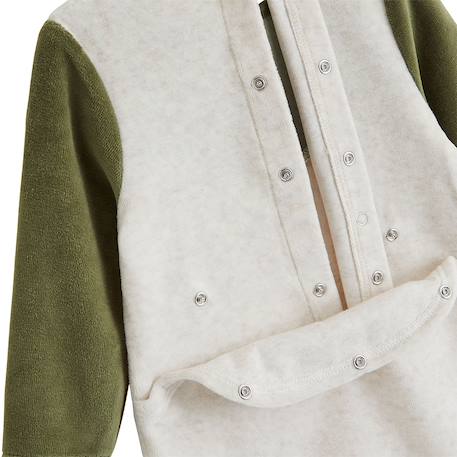 Pyjama bébé avec pieds retroussables en velours pistache Beige 5 - vertbaudet enfant 