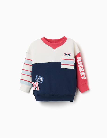 Sweat en coton peigné avec imprimés mickey Bleu foncé 1 - vertbaudet enfant 