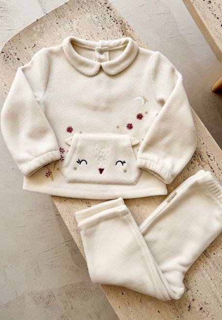 Pyjama fille 2 pièces en polaire ollie Vanille 1 - vertbaudet enfant 