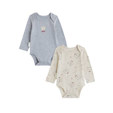 Lot de 2 bodies bébé manches longues pistache Gris 2 - vertbaudet enfant 