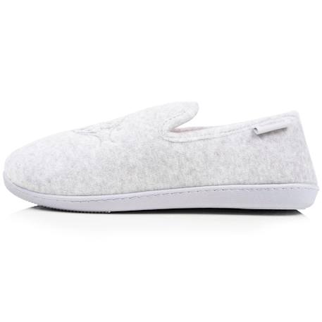 Chaussons charentaises velours semelle ergonomique mousse à mémoire forme Gris chiné+Léopard beige 4 - vertbaudet enfant 