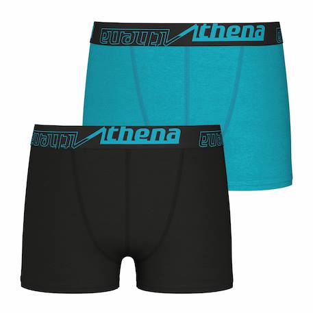 Lot de 2 boxers  ecopack Noir-bleu turquoise+Noir-kaki 1 - vertbaudet enfant 
