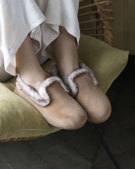 Chaussons charentaises semelle ergonomique confort, chauds Camel+Noir+Tartan 2 - vertbaudet enfant 