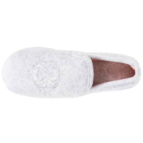 Chaussons charentaises velours semelle ergonomique mousse à mémoire forme Gris chiné+Léopard beige 3 - vertbaudet enfant 