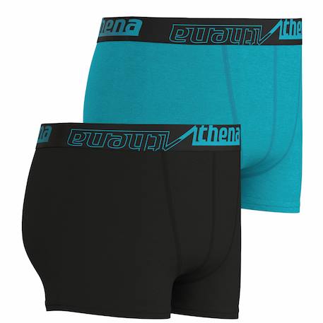 Lot de 2 boxers  ecopack Noir-bleu turquoise+Noir-kaki 2 - vertbaudet enfant 