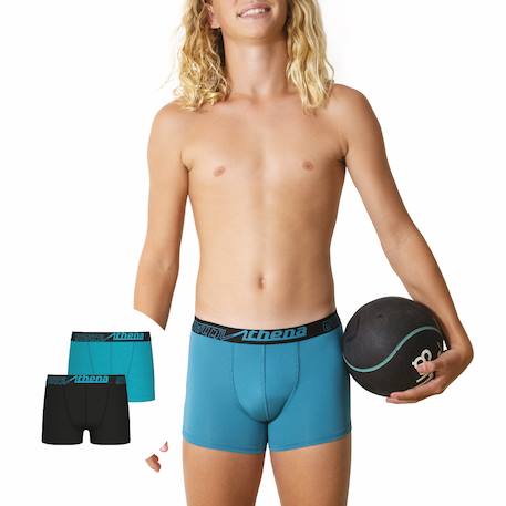 Lot de 2 boxers  ecopack Noir-bleu turquoise+Noir-kaki 4 - vertbaudet enfant 