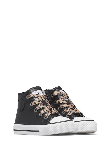 Baskets hautes en cuir ylfas. Noir-beige 2 - vertbaudet enfant 
