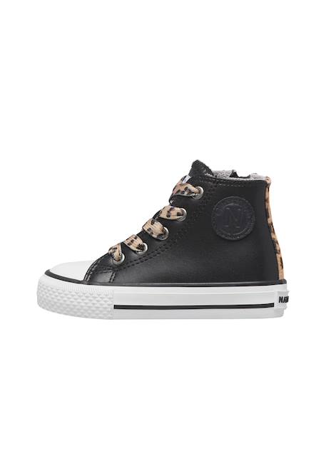 Baskets hautes en cuir ylfas. Noir-beige 3 - vertbaudet enfant 