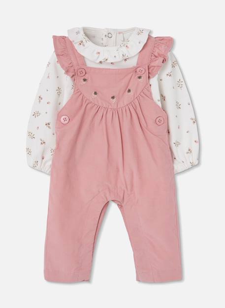 Ensemble bébé fille brodé de fraises Rose 1 - vertbaudet enfant 
