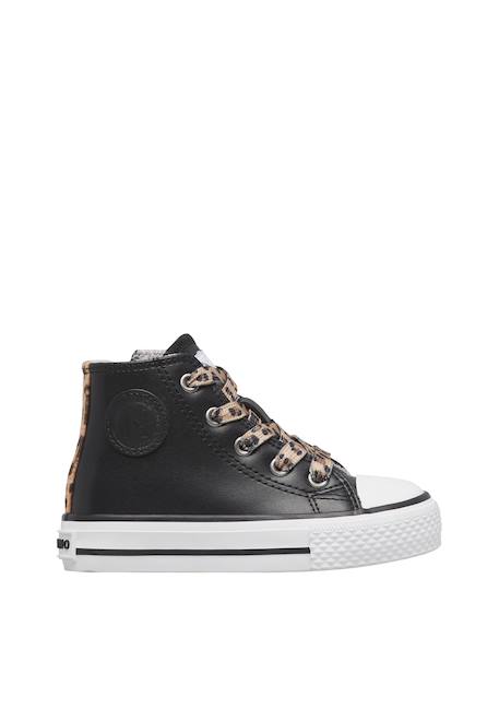 Baskets hautes en cuir ylfas. Noir-beige 1 - vertbaudet enfant 