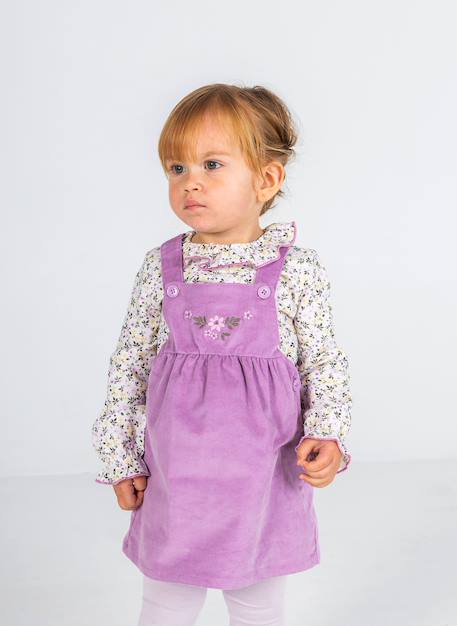 Ensemble bébé brodé de fleurs Violet 1 - vertbaudet enfant 