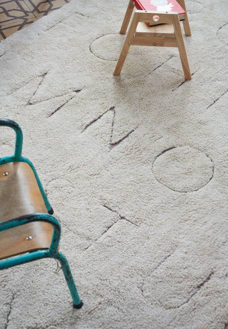 Tapis enfant lavable en coton rugcycled abc Naturel+Naturel, olive 3 - vertbaudet enfant 