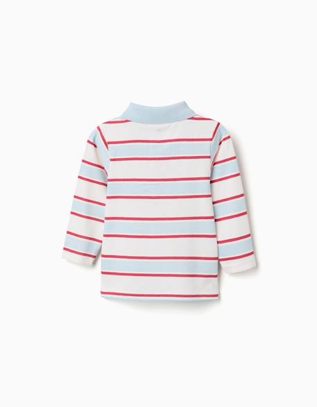 Polo à manches longues à rayures avec imprimé mickey Bleu clair 2 - vertbaudet enfant 
