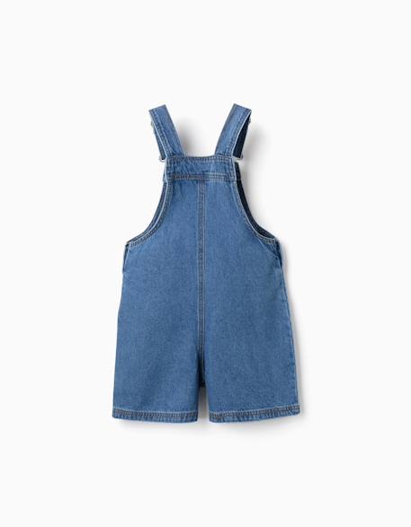 Salopette courte en jean avec broderies stitch Bleu 2 - vertbaudet enfant 