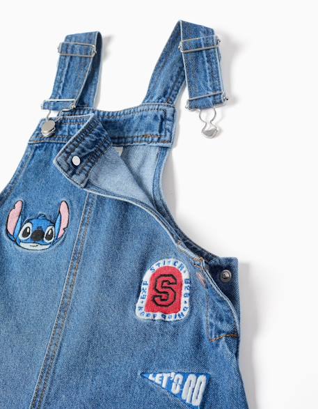 Salopette courte en jean avec broderies stitch Bleu 3 - vertbaudet enfant 