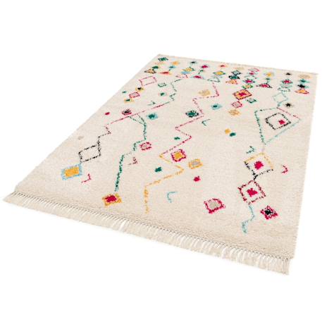 Tapis ethnique à franges inspiration bédouine mogador Palette colorée+Rose poudrée 11 - vertbaudet enfant 
