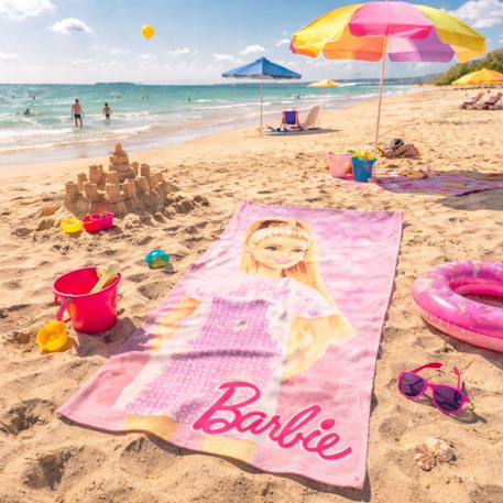 Serviette de plage fille avec personnage barbie Rosatre 2 - vertbaudet enfant 