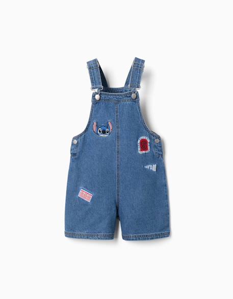 Salopette courte en jean avec broderies stitch Bleu 1 - vertbaudet enfant 