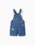 Salopette courte en jean avec broderies stitch Bleu 1 - vertbaudet enfant 