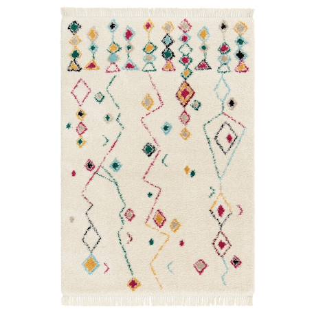 Tapis ethnique à franges inspiration bédouine mogador Palette colorée+Rose poudrée 7 - vertbaudet enfant 