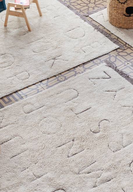 Tapis enfant lavable en coton rugcycled abc Naturel+Naturel, olive 1 - vertbaudet enfant 
