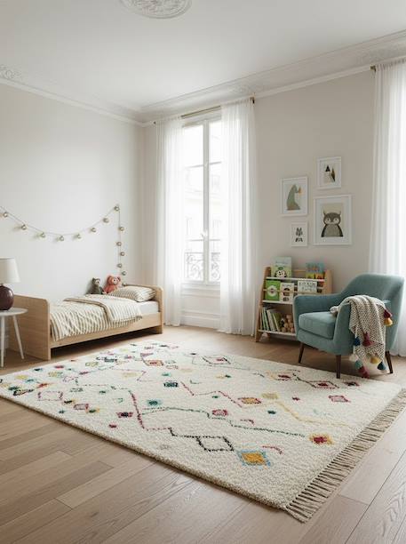 Tapis ethnique à franges inspiration bédouine mogador Palette colorée+Rose poudrée 8 - vertbaudet enfant 