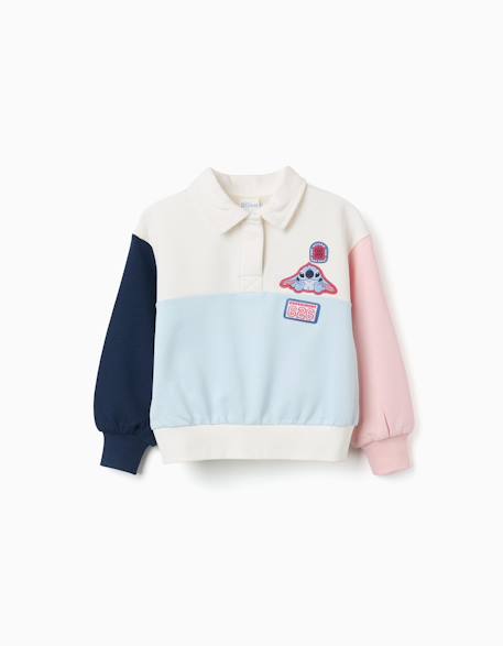 Sweat en coton avec imprimés stitch Bleu clair 1 - vertbaudet enfant 