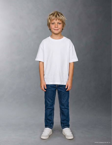 Jean en coton à coupe droite Bleu+Bleu clair 1 - vertbaudet enfant 