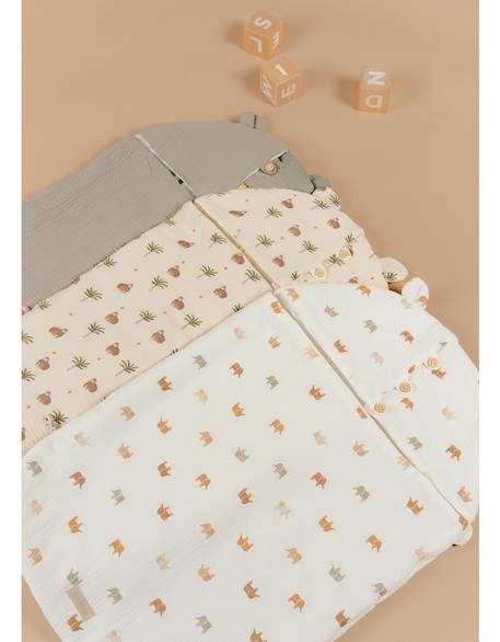 Nid d'ange mousseline de coton Blanc, kaki 2 - vertbaudet enfant 