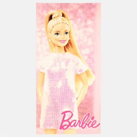 Serviette de plage fille avec personnage barbie Rosatre 1 - vertbaudet enfant 