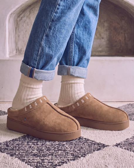 Chaussons mules semelle plateforme 3,5 cm Camel 2 - vertbaudet enfant 