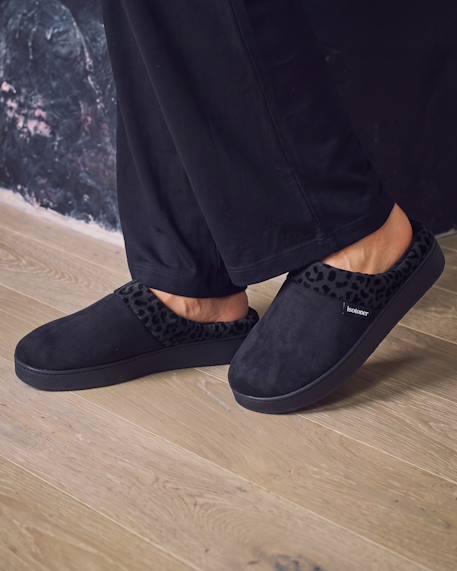 Chaussons mules velours ultra doux, compensées Camel+Noir 8 - vertbaudet enfant 