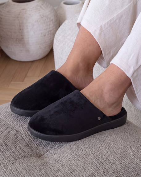 Chaussons mules en velours ultra doux Noir 2 - vertbaudet enfant 