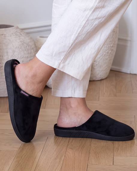 Chaussons mules semelle ergonomique confort, velours Marine+Noir+Rayures 8 - vertbaudet enfant 