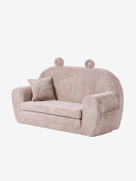 Canapé chauffeuse ours velours beige+rose 1 - vertbaudet enfant 