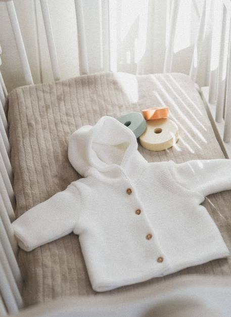 Paletot en coton bébé Blanc+Bleu danube+Bleu orage+Bouton de rose 1 - vertbaudet enfant 