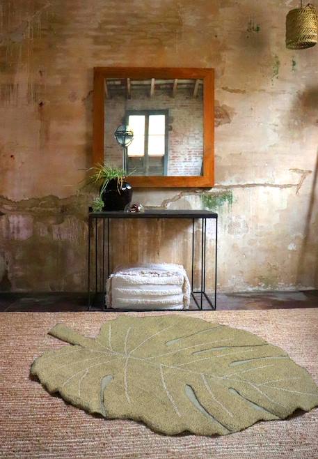 Tapis enfant lavable en coton monstera Naturel, vert, moutarde, terracotta+Olive, naturel, miel 4 - vertbaudet enfant 