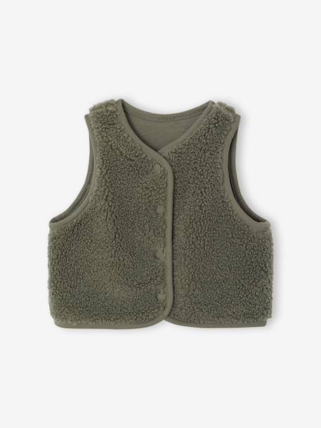 Gilet bébé sherpa à pressions vert 1 - vertbaudet enfant 