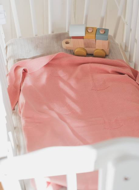 Couverture en coton Bleu orage+Bouton de rose 3 - vertbaudet enfant 