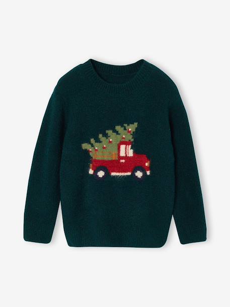 Pull noël manches longues garçon vert foncé 3 - vertbaudet enfant 