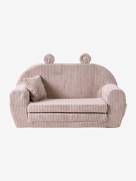 Canapé chauffeuse ours velours beige+rose 4 - vertbaudet enfant 