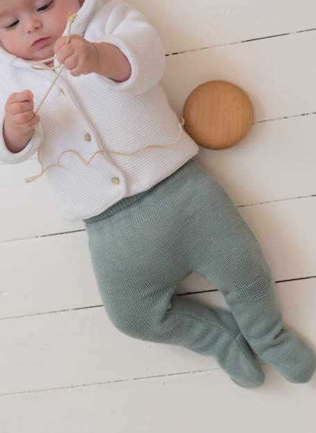 Pantalon à pieds en coton bébé Blanc+Bleu danube+Bleu orage+Bouton de rose 4 - vertbaudet enfant 
