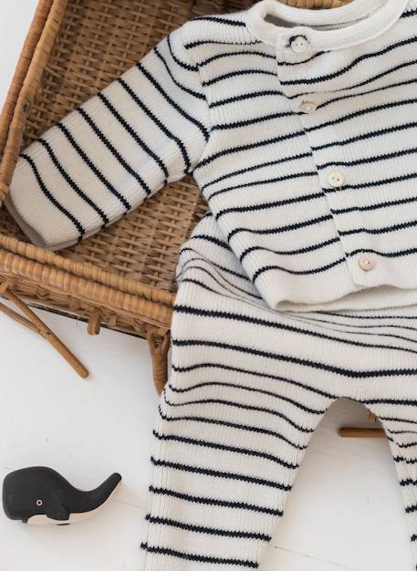 Pantalon bébé en laine Blanc+Bleu clair+Ecru+Ecru rayé bleu marine+Marine+Rose perle 8 - vertbaudet enfant 